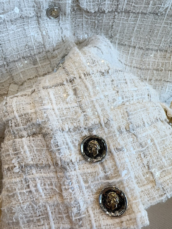 CC 2025 Vest Beige Apricot Tweed Fabric