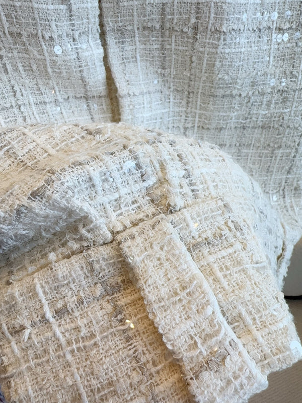 CC 2025 Vest Beige Apricot Tweed Fabric