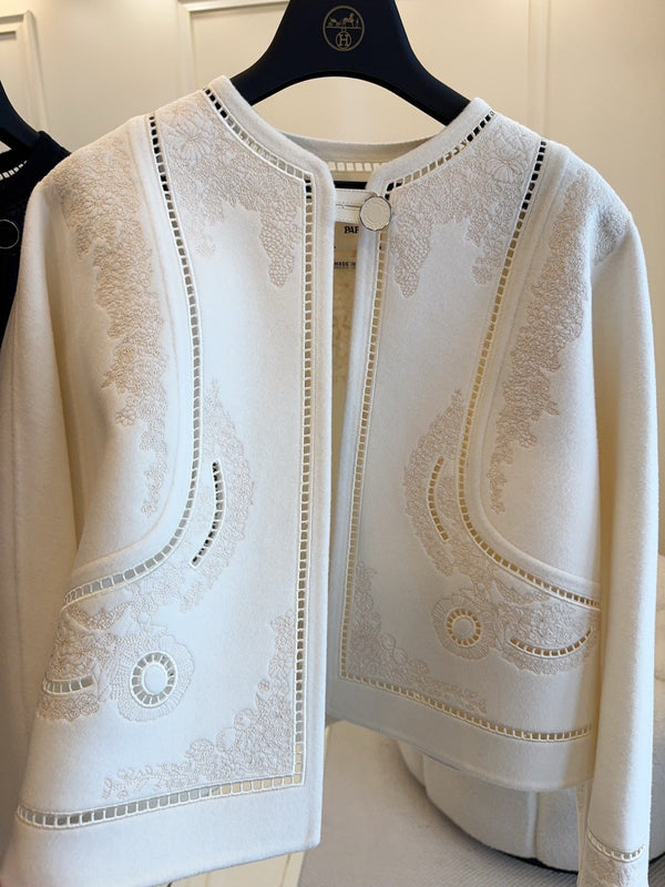 HM 25 Double-Sided Embroidered Short Wool Coat 264293