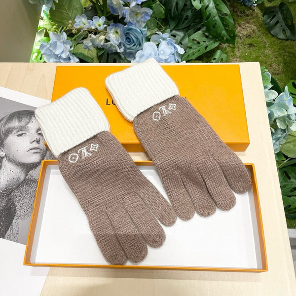 GUANTI IN MISTO LANA BIANCA MARRONE CHIARO 458549