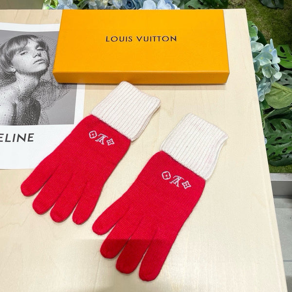 GUANTI IN LANA BIANCA MISTO ROSSO CILIEGIA 458551