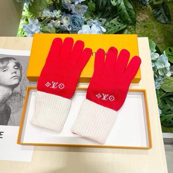 GUANTI IN LANA BIANCA MISTO ROSSO CILIEGIA 458551