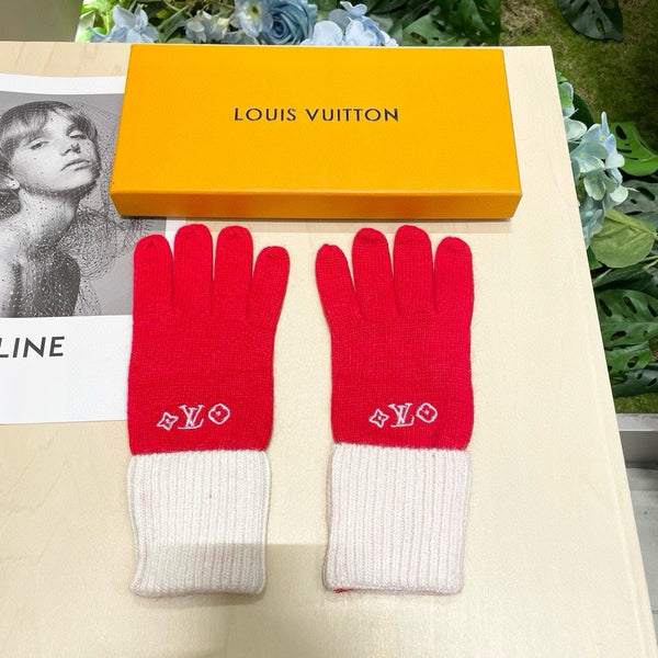 GUANTI IN LANA BIANCA MISTO ROSSO CILIEGIA 458551