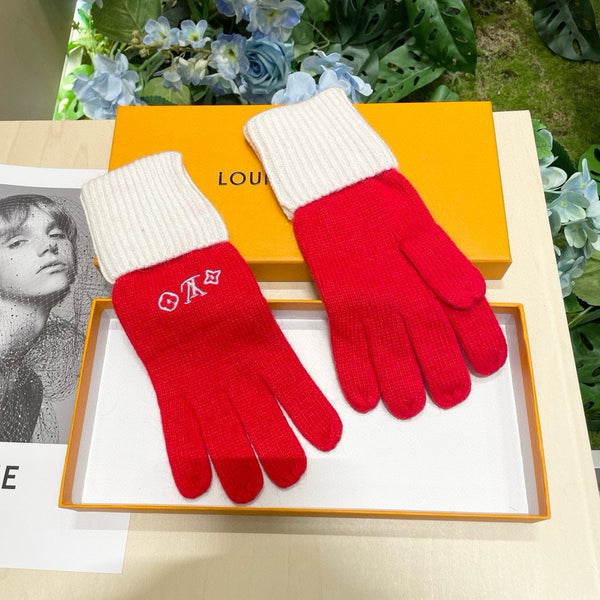 GUANTI IN LANA BIANCA MISTO ROSSO CILIEGIA 458551