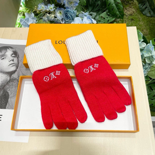 GUANTI IN LANA BIANCA MISTO ROSSO CILIEGIA 458551