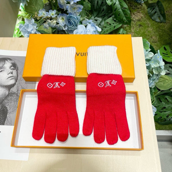 GUANTI IN LANA BIANCA MISTO ROSSO CILIEGIA 458551