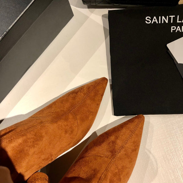 OPYUM THIGH HIGH BOOTS IN BRONZE BROWN VELVET