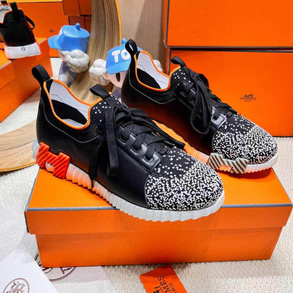 HM Depart slip-on Sneaker Black mix White Knitted fabric and Calfskin 206322