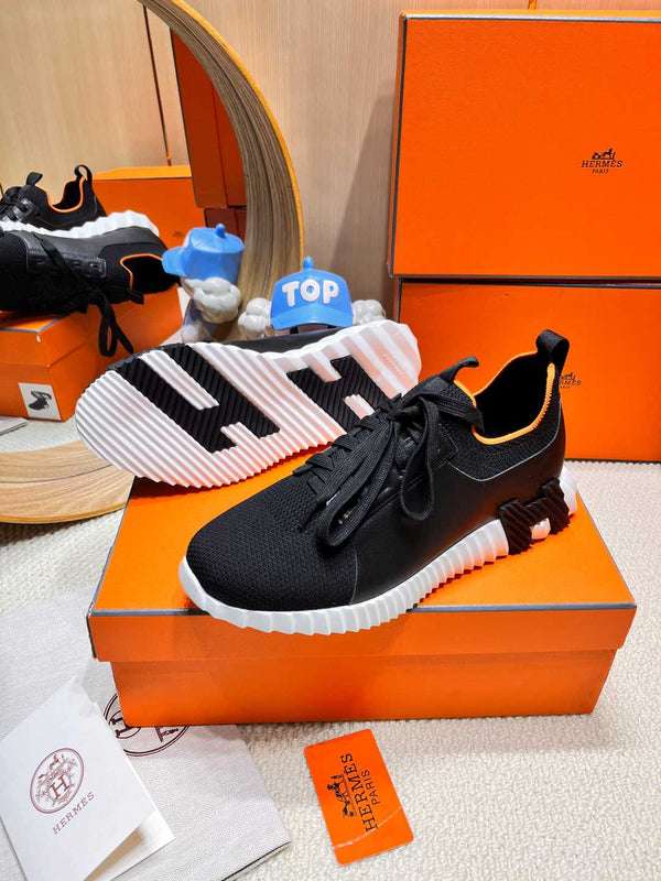 HM Depart slip-on Sneaker Black mix White sole Knitted fabric and Calfskin 206327