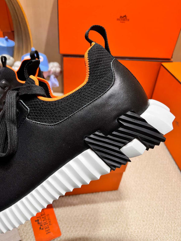 HM Depart slip-on Sneaker Black mix White sole Knitted fabric and Calfskin 206327