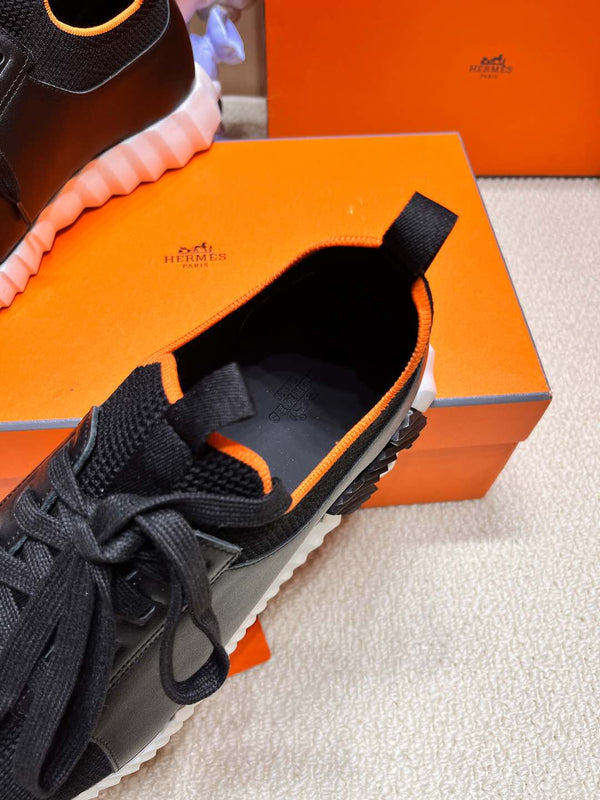 HM Depart slip-on Sneaker Black mix White sole Knitted fabric and Calfskin 206327