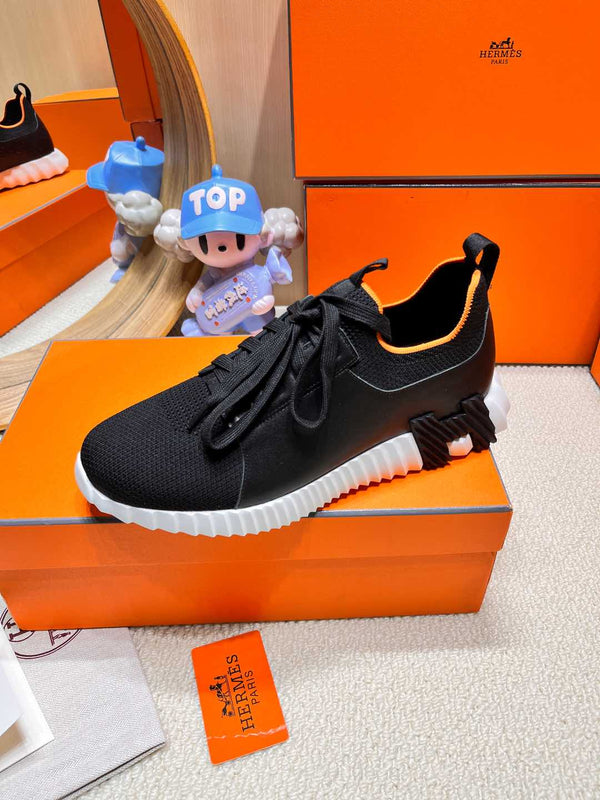 HM Depart slip-on Sneaker Black mix White sole Knitted fabric and Calfskin 206327