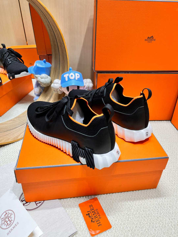 HM Depart slip-on Sneaker Black mix White sole Knitted fabric and Calfskin 206327