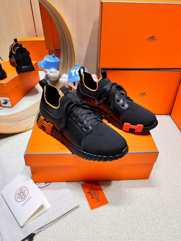 HM Depart slip-on Sneaker Black Knitted fabric and Calfskin 206275