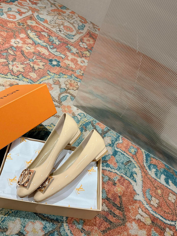 LV Shake Flat Ballerina Beige Lambskin
