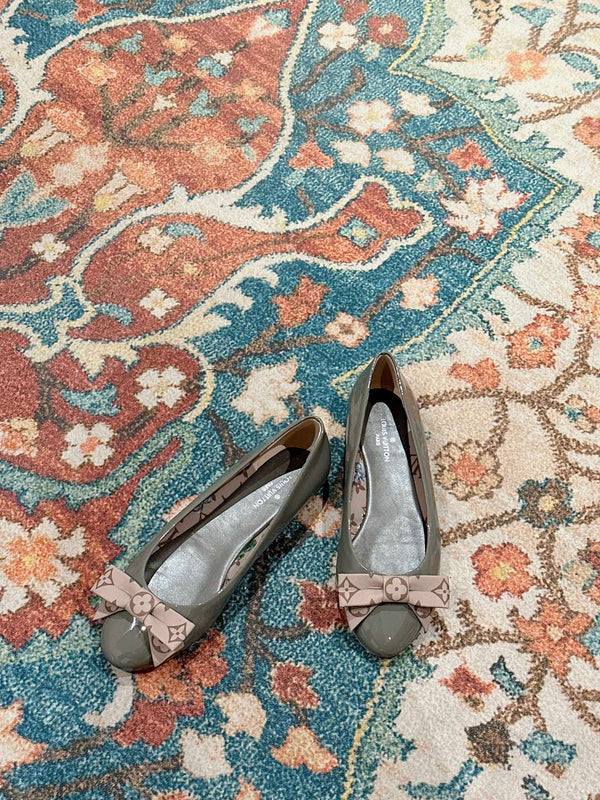 LV Popi Flat Ballerina Green Cement Color Cowhide