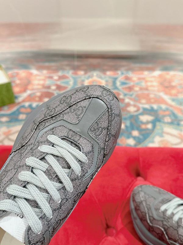 GG RHYTON TRAINER GRAY CALFSKIN