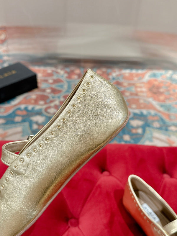 ALAIA MARY JANE IN GOLD LAMBSKIN WITH GOLD HARDWARE