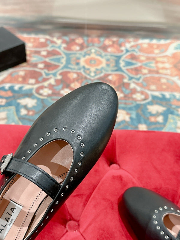 ALAIA MARY JANE IN BLACK LAMBSKIN WITH SILVER HARDWARE