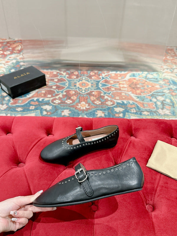 ALAIA MARY JANE IN BLACK LAMBSKIN WITH SILVER HARDWARE