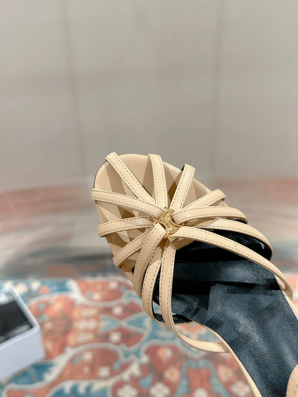 TRIOMPHE SANDAL 85 MM IN PEANUT BROWN LAMBSKIN