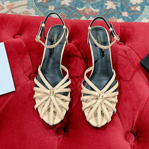 SANDALO TRIOMPHE 85 MM IN PELLE DI AGNELLO MARRONE ARACHIDI