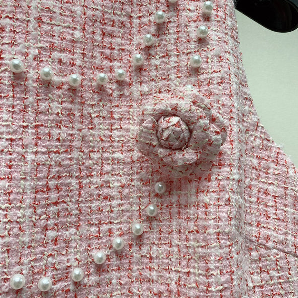 CC 25 Flower Woven Dress Tweed Pink Polyester Cotton 257307