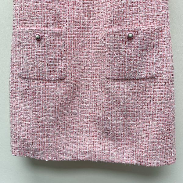 CC 25 Flower Woven Dress Tweed Pink Polyester Cotton 257307