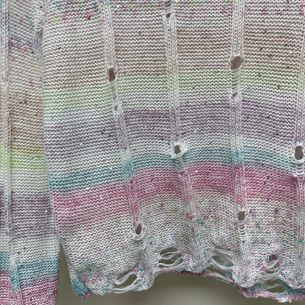 Celine 25 Pastel Striped Sweater Pink Mix Colors Wool Polyester 277565