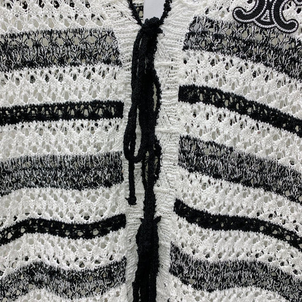 Celine 25 Striped Sleeveless Vest Black White Wool Polyester 277571