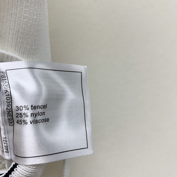 CC 25 Round Neck Knitted Embroidered Logo Vest in White 277575