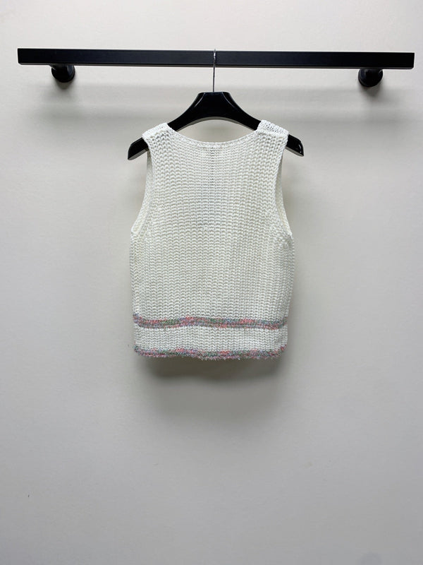 Celine 25 Knitted Vest White Wool Polyester 281498
