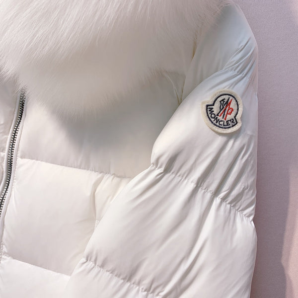 Moncler 25 Long Down Jacket With Rabbit Fur Collar 289112