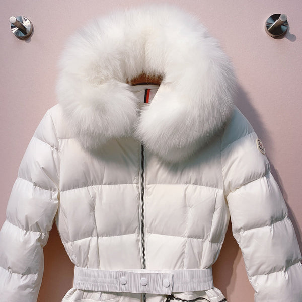 Moncler 25 Long Down Jacket With Rabbit Fur Collar 289112