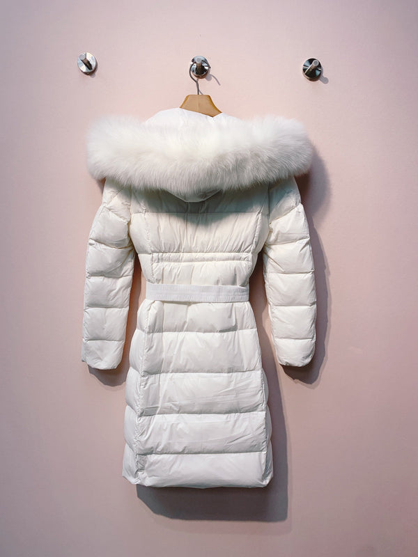 Moncler 25 Long Down Jacket With Rabbit Fur Collar 289112