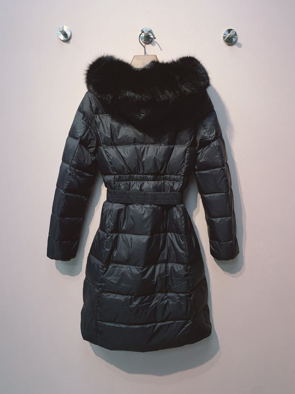 Moncler 25 Long Down Jacket With Rabbit Fur Collar 289112