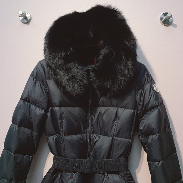 Moncler 25 Long Down Jacket With Rabbit Fur Collar 289112