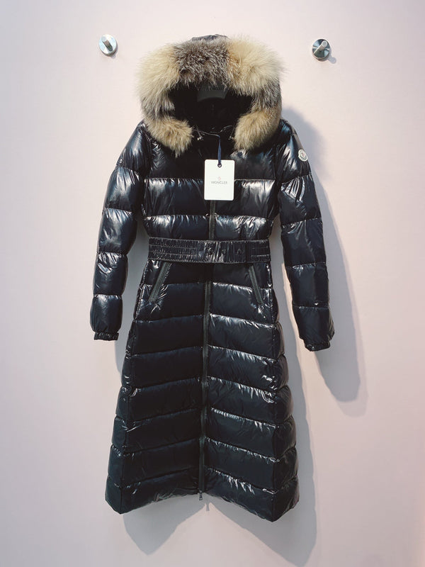 Moncler 25 Long Down Jacket Glossy Black Polyester 289151