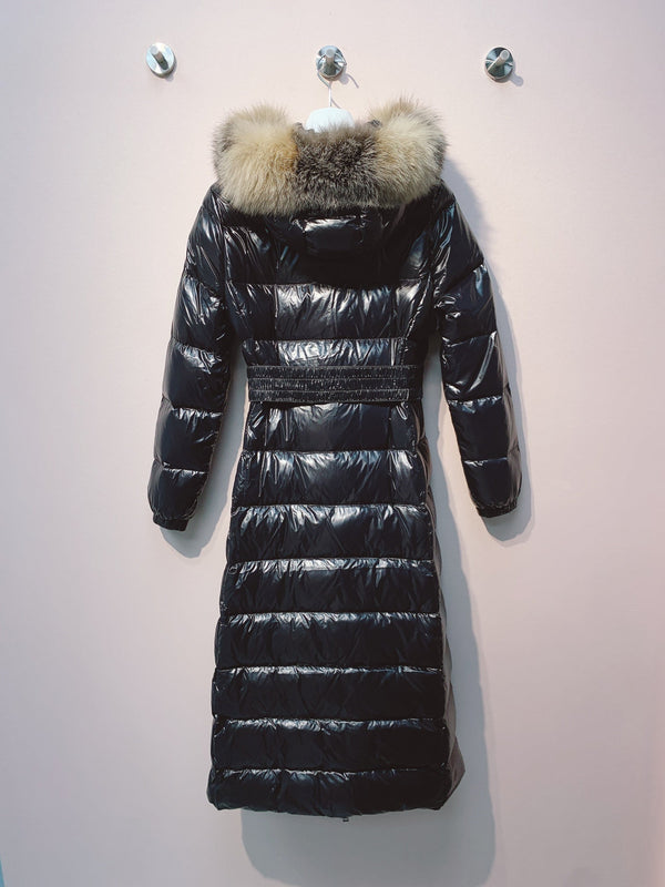 Moncler 25 Long Down Jacket Glossy Black Polyester 289151