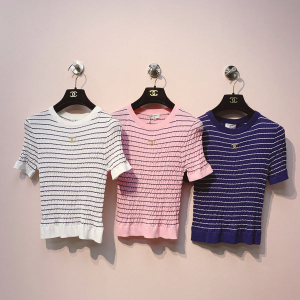 CC 25 Striped Crew Neck T-Shirt Tencel 289188