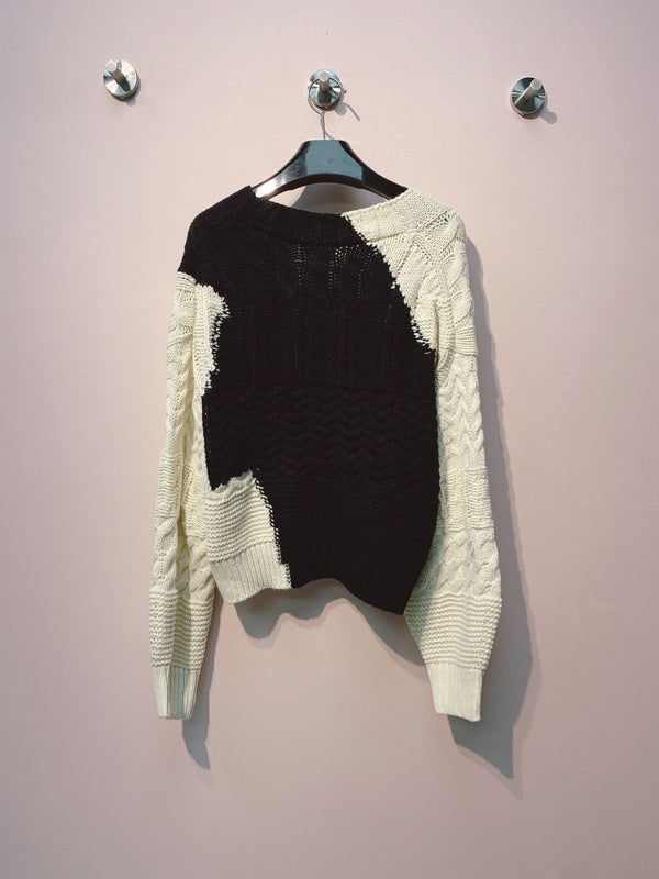 Celine 25 Cardigan White mix Black Wool 293389