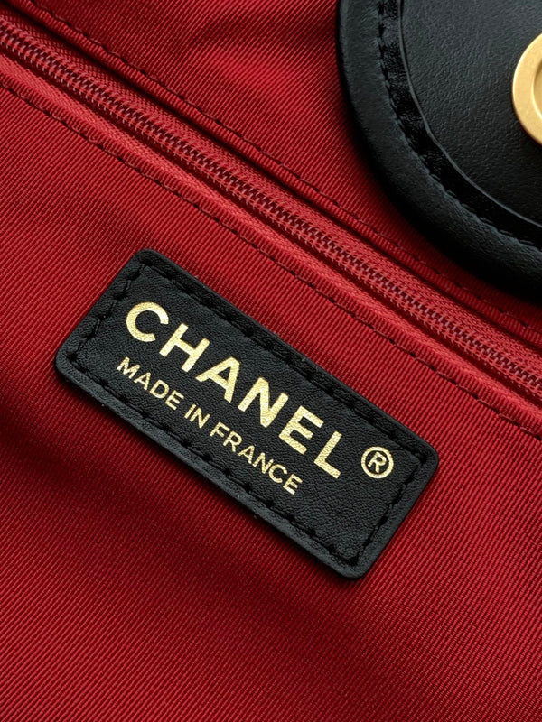 BORSA CC LARGE DEAUVILLE 38CM IN PELLE DI VITELLO NERA GHW