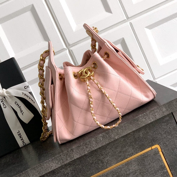 CC 25C Hobo Bags 20cm Light Pink Grained Calfskin