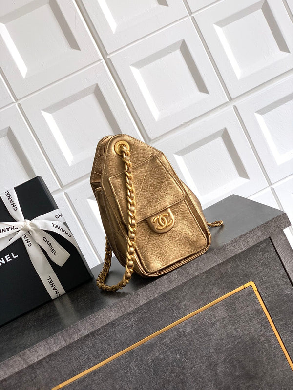 CC 25C Hobo Bags 20cm Bronze Metalic Grained Calfskin