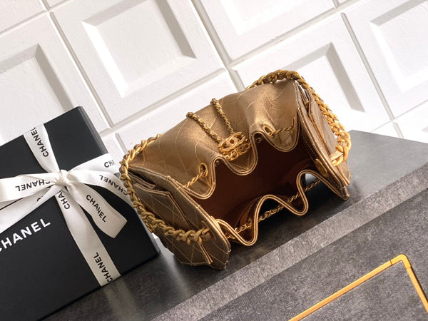 CC 25C Hobo Bags 20cm Bronze Metalic Grained Calfskin