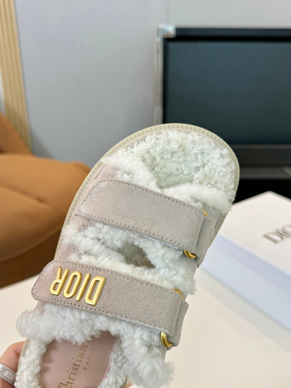 CD Dioract Slide Grey Suede And Fleece Lining