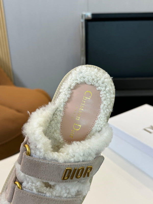 CD Dioract Slide Grey Suede And Fleece Lining