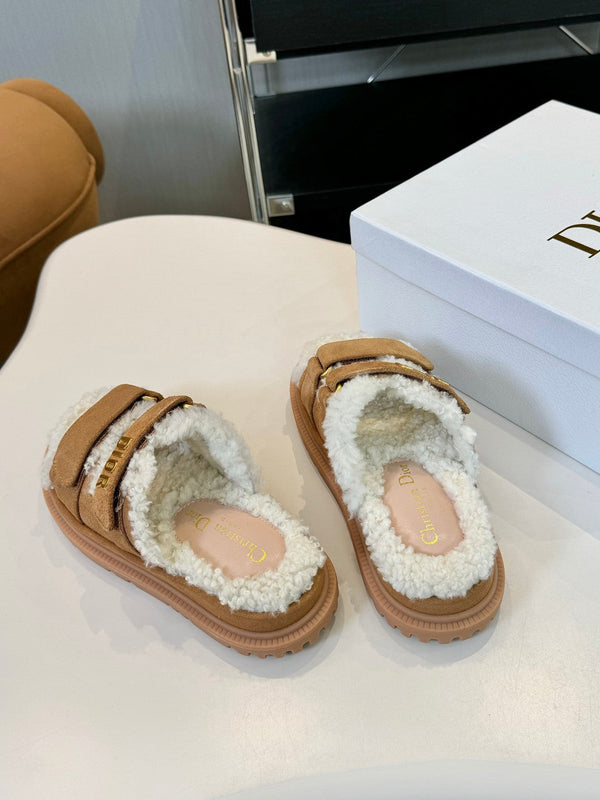 CD Dioract Slide Brown Suede And Fleece Lining