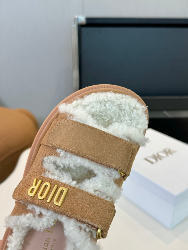 CD Dioract Slide Brown Suede And Fleece Lining