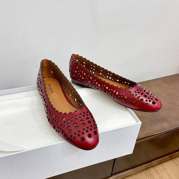 alaia ballerine in pelle di agnello vienne rosso scuro
